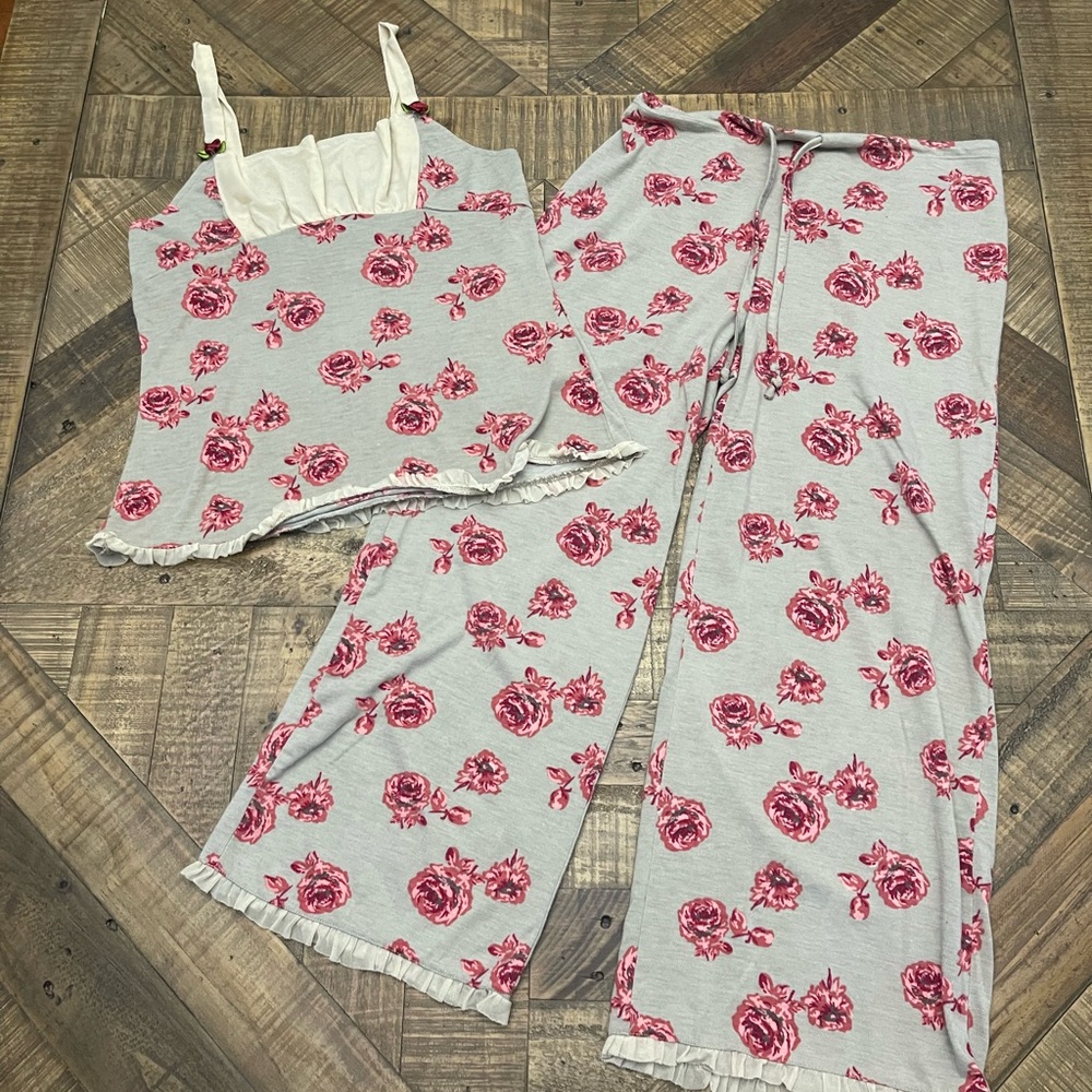 Kenzie Pink and Grey Floral Pajama Set